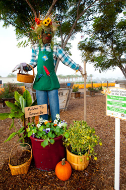 Scare-a-grow. Created by the UCCE Master Gardeners. Sponsored by the Orange County Farm Bureau
