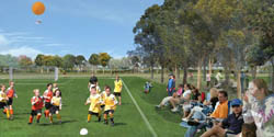 South Lawn: The new South Lawn will expand the Great Park’s sports programs and include four tournament-quality soccer fields, two of which will be synthetic grass and lighted for evening use. Other features include four full-size basketball courts, a new restroom and operations facility building and a jogging and exercise trail. 