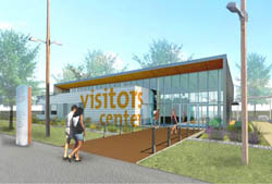 New Visitors Center Pavilion: Replacing the existing temporary Visitors Center, the new 5,000-square-foot Visitors Center Pavilion will be located near the Great Park Balloon.